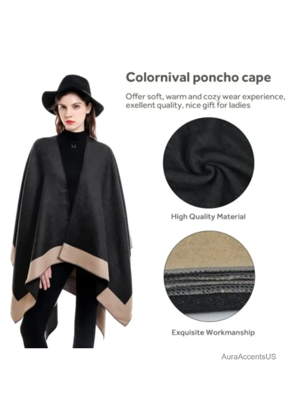 Shawl Wrap Elegant Knitted Cape Open Front Poncho Scarf Cardigan Coat